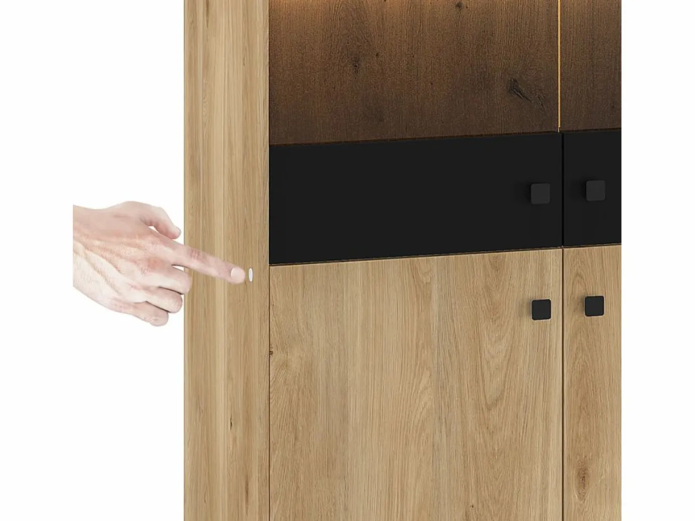 Vajillero 4 puertas con LED Elara Madera y Negro^Petits-Meubles Hot