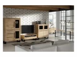 Petits-Meubles Vitrina Para Vajilla|Vajillero 4 puertas Eden Madera y Metal
