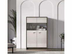 Petits-Meubles Vajillero 2 puertas Kaius Cachemira y Madera oscura Beige Sale