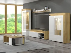 Vajillero 2 puertas lado derecho con LED Teo Blanco y Madera^Petits-Meubles Best
