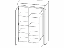 Vajillero 2 puertas lado derecho con LED Teo Blanco y Madera^Petits-Meubles Best