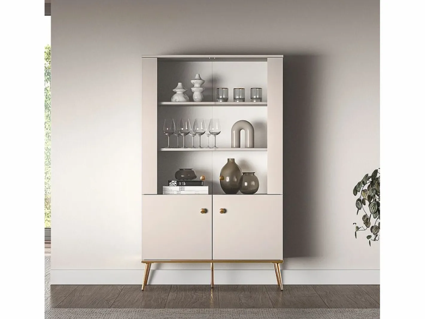 Vajillero 4 puertas Olivia Cachemira y Dorado^Petits-Meubles Discount