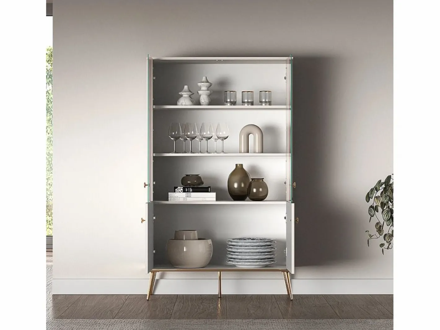 Vajillero 4 puertas Olivia Cachemira y Dorado^Petits-Meubles Discount