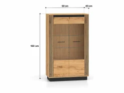 Petits-Meubles Vajillero 2 puertas Solal Madera y Negro Color natural claro Sale