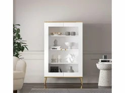 Petits-Meubles Vitrina Para Vajilla|Vajillero 2 puertas Zora y Dorado