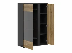 Petits-Meubles Vajillero aparador 2 puertas Pia Negro y Madera Color natural claro Online