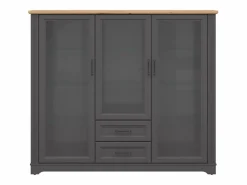 Petits-Meubles Vajillero bajo 3 puertas 2 cajones Charlie Antracita Gris