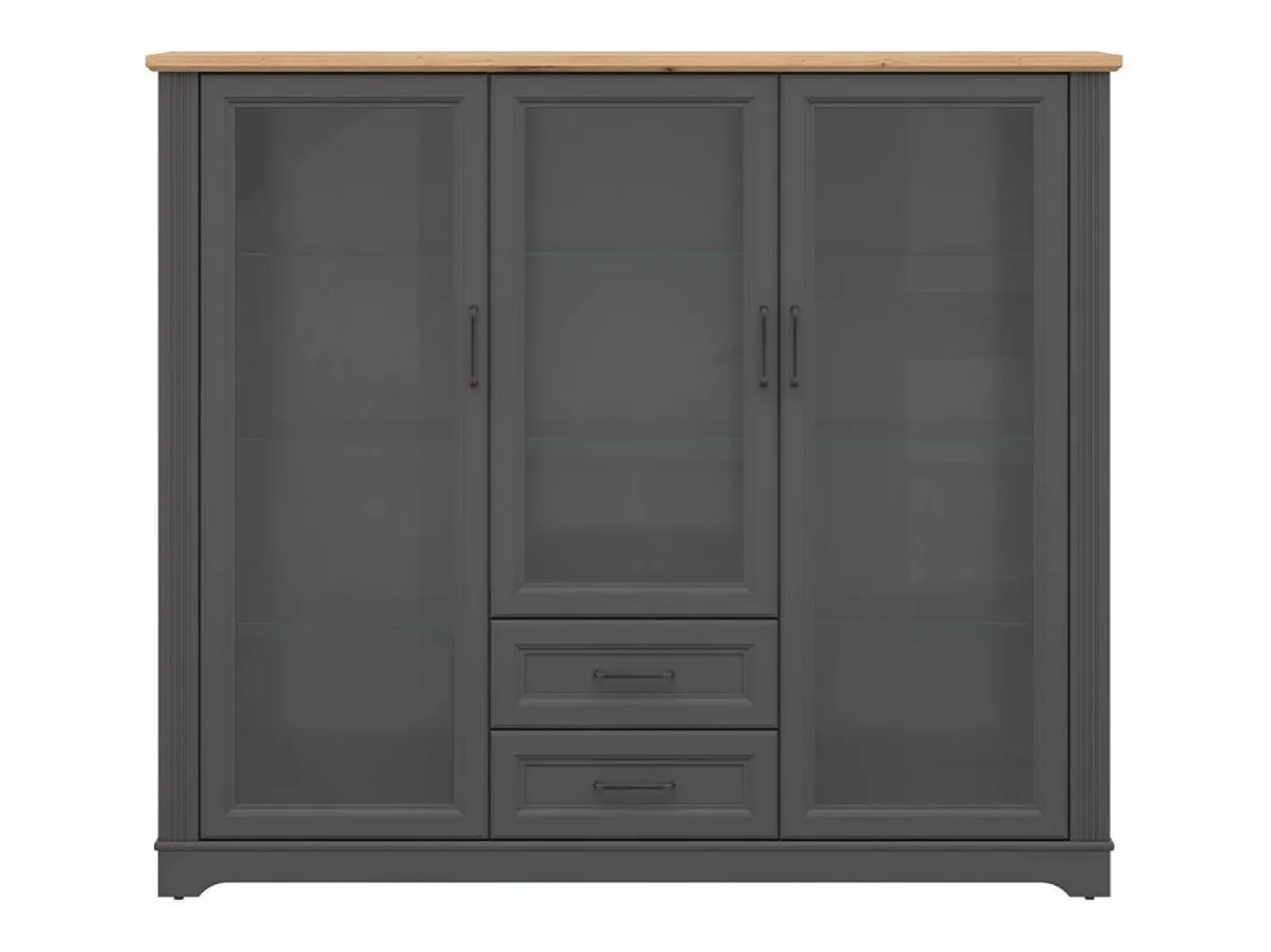 Petits-Meubles Vajillero bajo 3 puertas 2 cajones Charlie Antracita Gris