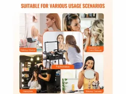 Valija de Maquillaje con Ruedas SucceBuy, Maletín de Maquillaje con Candado, Ruedas Giratorias 360° sobre Pie para Estudio de Artista Profesional^ Best