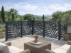 EXPERTLAND Valla de aluminio antracita motivo vegetal kit inicial Alt.144 x An.118 cm BRAMENO Gris antracita