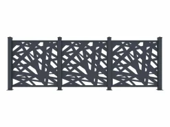 EXPERTLAND Valla de aluminio con motivo geométrico kit de extensión Alt.144 x An.110 cm Antracita BRAMENO Gris antracita Discount