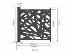 EXPERTLAND Valla de aluminio con motivo geométrico kit de extensión Alt.144 x An.110 cm Antracita BRAMENO Gris antracita Discount