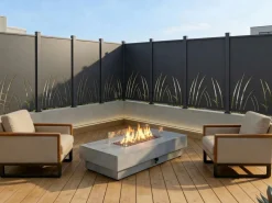 EXPERTLAND Valla de aluminio con motivo vegetal Kit inicial Alt.164 x An.118 cm Antracita BRAMENO Gris antracita