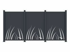 EXPERTLAND Valla de aluminio con motivo vegetal Kit inicial Alt.164 x An.118 cm Antracita BRAMENO Gris antracita