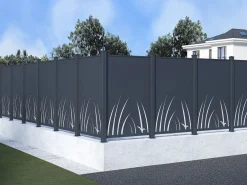EXPERTLAND Valla de aluminio con motivo vegetal Kit inicial Alt.164 x An.118 cm Antracita BRAMENO Gris antracita