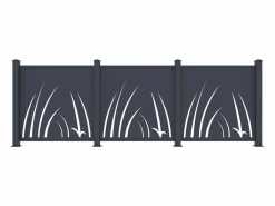EXPERTLAND Cercados Y Ocultación|Valla de aluminio con motivo vegetal kit inicial Alt.144 x An.118 cm Antracita BRAMENO
