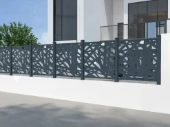 EXPERTLAND Valla de aluminio con motivo geométrico kit inicial Alt.144 x An.118 cm Antracita BRAMENO Gris antracita Hot