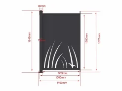 EXPERTLAND Cercados Y Ocultación|Valla de aluminio con motivo vegetal kit de extensión Alt.164 x An.110 cm Antracita BRAMENO
