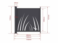 EXPERTLAND Cercados Y Ocultación|Valla de aluminio con motivo vegetal kit de extensión Alt.144 x An.110 cm Antracita BRAMENO