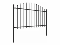 Valla de jardín con puntas de lanza acero (1,25-1,5)x3,4m ES437296 Negro New
