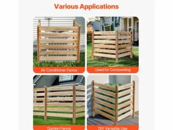 Valla de Privacidad de Madera SucceBuy, 3 Paneles, 91,4 x 91,4 cm para Aire Acondicionado Color natural claro Best