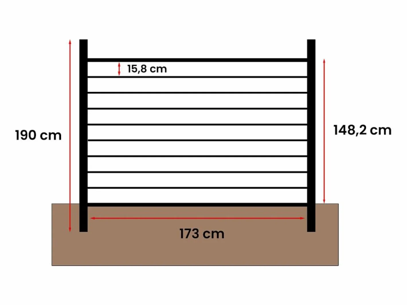 EXPERTLAND Cercados Y Ocultación|Valla para enterrar Alt. 148 cm kit 9 tablones + 2 postes antracita - PALIZO