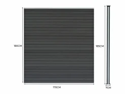 Monstershop Vallas para exteriores de WPC y Aluminio - 6xPaneles Cuadrados + 1x Oblicuo + 7x Postes con LED | Gris Clearance