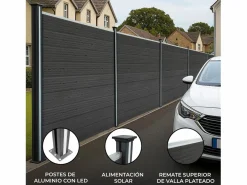 Vallas para exteriores de WPC y Aluminio - 6x Paneles + 7 Postes |^Monstershop Clearance