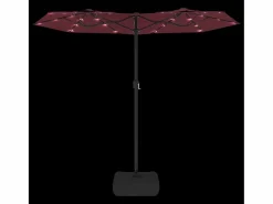 Garden Furniture Vanyra Sombrilla doble de jardín con luces LED burdeos 316x145 cm Rojo Outlet