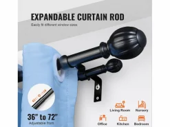 Varillas de Cortinas Dobles SucceBuy, Longitud Ajustable de 91.4-182.9 cm, para Salones, Dormitorios, Baños Negro Online