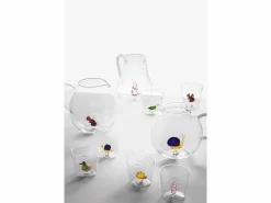 Vaso de vidrio borosilicato, Pez, celeste/amarillo 350 ml, Animal Farm Transparente Sale