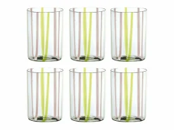 Vaso|Vaso Tirache Zafferano en Vidrio Borosilicato Bicolor Verde-Amatista Caja 6 Piezas