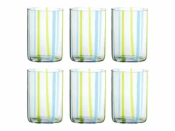 Vaso|Vaso Tirache Zafferano en Vidrio Borosilicato Bicolor Aguamarina Caja de 6 Piezas