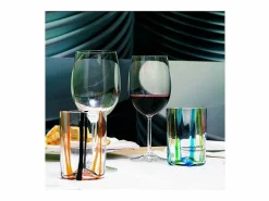 Vaso|Vaso Tirache Zafferano en Vidrio Borosilicato Bicolor Aguamarina Caja de 6 Piezas