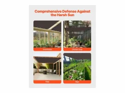 Decoración De Jardín|Velo de Sombra 90% SucceBuy, 244 x 366 cm, Red de Sombra PEHD 140 g/m², Ojales de Acero Inoxidable, Protección Solar/Paravientos, Exterior, Marrón