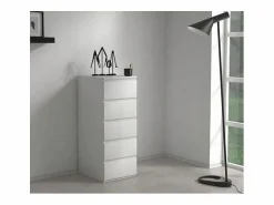 TOPESHOP Cómoda|VENICE - Cómoda alta de 5 cajones para dormitorio u despacho - 45x40x111cm - mueble de almacenamiento - acabado mate