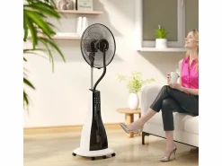 Ventilador con función de enfriamiento por agua, ventilador oscilante con nebulización, control remoto, 3 niveles de velocidad, tanque de 3 L^ Hot