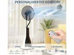 Ventilador con función de enfriamiento por agua, ventilador oscilante con nebulización, control remoto, 3 niveles de velocidad, tanque de 3 L^ Hot
