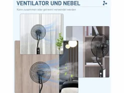 Aire Acondicionado, Ventilación|Ventilador con función nebulizador 3L, 90W, 3 modos, temporizador, oscilante, ruedas, (44,5x38,5x120cm)