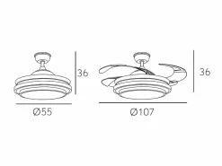AKUNADECOR Plafón|Ventilador Dc Bayomo L Led Con Memoria De Color