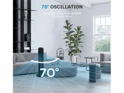 Ventilador de pedestal 3 velocidades, oscilación 70°, diseño compacto, 45 W, ABS, (31,5x31,5x117cm)^ New