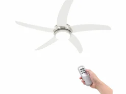 vidaxl Ventilador de techo adornado con lámpara 128 cm Blanco Best