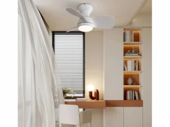 Ventilador de techo de 23 pulgadas ---- Ventilador de techo con luz LED y 3 aspas de ABS --- para dormitorio Blanco