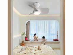 Ventilador de techo de 23 pulgadas ---- Ventilador de techo con luz LED y 3 aspas de ABS --- para dormitorio Blanco