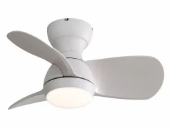 Ventilador de techo de 23 pulgadas ---- Ventilador de techo con luz LED y 3 aspas de ABS --- para dormitorio Blanco