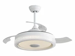 Ventilador de techo de 2 pulgadas - Ventilador de techo con iluminación LED y reproductor de música Bluetooth - para sala de estar y dormitorio Blanco Clearance
