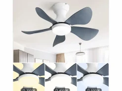 Aire Acondicionado, Ventilación|Ventilador de techo con iluminación LED integrada, 5 palas de ABS transparente, motor DC, montaje empotrado (73,66x73,66x29,97cm)