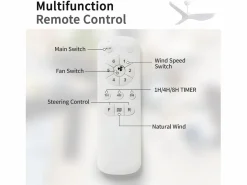 OKWISH Ventilador de techo con control remoto de 6 velocidades y aspas de ABS para dormitorio y sala de estar. Blanco New