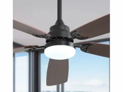 Ventilador de techo clásico de 52 pulgadas con iluminación LED regulable, 5 aspas, 6 velocidades y control remoto, motor de CC, MDF, (132 x 132 x 49 cm)^ Best