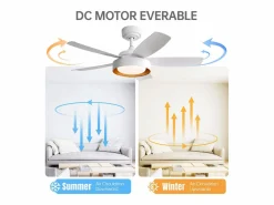 Ventilador de techo con luz LED de 22W, mando a distancia, motor DC reversible, ABS, (106,6x106,6x35,5cm)^